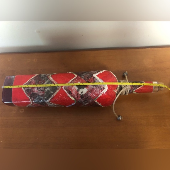 Handmade Glass Decorative Painted Red & Floral Patterned Patterned Vase - Picture 16 of 16